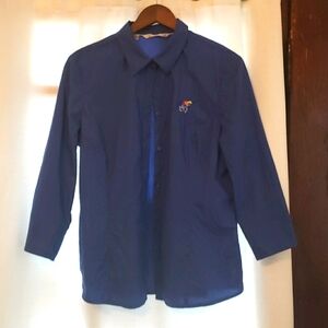 Kansas University Jayhawks Cutter & Buck large, button down, blue, long sleeved